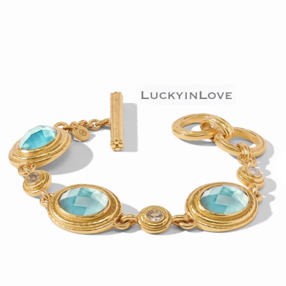 JULIE VOS® Tudor Stone Bracelet Iridescent Aquamarine Blue. - Picture 7 of 7